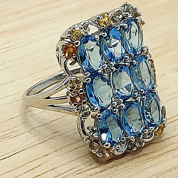 Natural Oval Swiss Blue Topaz 6x4mm Sapphire 925 Sterling Silver Ring Sz 7 - Picture 5 of 13
